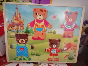Jucarii din lemn si Montessori - Puzzle Lemn 4 Ursuleti