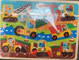 Jucarii din lemn si Montessori - Puzzle Lemn cu Maner Dinozauri  - Animale - Pesti
