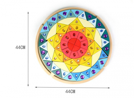 Joc lemn Puzzle montessori Mandala Soare cu pietre sclipitoare [1]