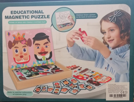 Jocuri creative (3 ani +) - Puzzle Magnetic cu tabla cu 2 fete Imbraca Fetitele