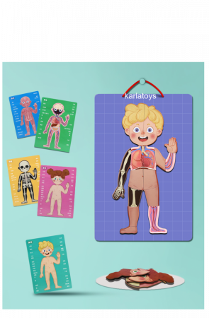 Puzzle magnetic din Lemn Corpul Uman Fetita si Baiat 90 de piese [2]