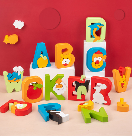Jucarii Copii - Puzzle Montessori Alfabet din lemn pentru prescolari