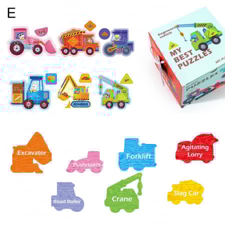 Jucarii din lemn si Montessori - Puzzle piese mari Primul Meu Puzzle cu 2 fete
