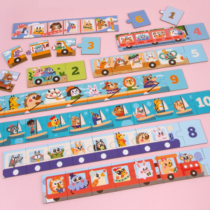 Puzzle din lemn Numere si Vehicole - Puzzle Trafic animat 65 piese [4]