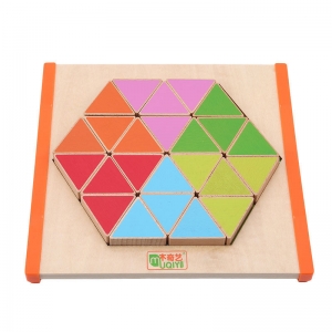 Joc Montessori Mozaic Hexagon din lemn educational [2]
