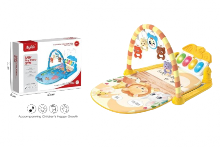 Saltea bebe cu activitatii( 3 luni +) - Saltea Bebelusi Galbena cu Arcada si Pian Detasabil - Jucarii Interactive, Muzica si Lumina