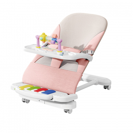 Balansoare /Scaune Bebe - Scaun Balansoar Bebelus cu tavita detsabila si Pian pentru picioare Roz