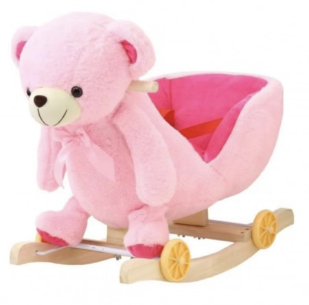 Scaun Balansoar Ursulet Roz de Plus cu Centura pentru Copii - 2 in 1 cu Sunete [6]