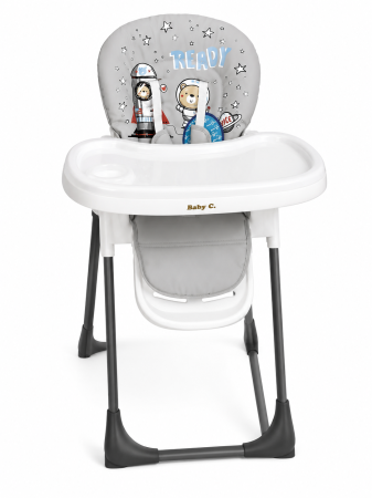 Camera copilului - Scaun Masa Baby C Gri Spatiu Astronauti, Ham 5 Pct, 25 kg
