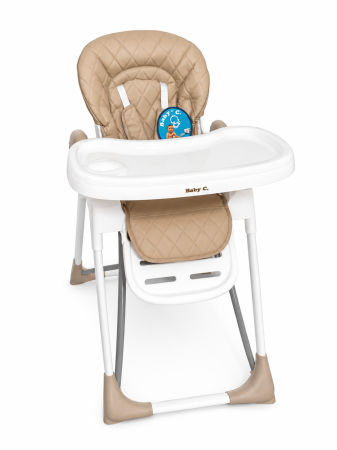 Camera copilului - Scaun Masa Balansoar Baby C Bej Camel Matlasare, Ham 5 Pct 25kg