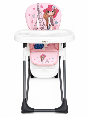 Camera copilului - Scaun Masa Balansoar Baby C Roz Paris, Ham 5 Pct, 25 kg,