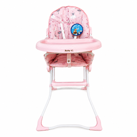Scaun masa copii - Scaun Masa Copii Baby C CH Roz, Pliabil, Centura 5 Pct, 6 Luni +