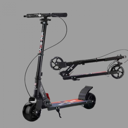 Trotinete - Scooter Trotineta Pliabila cu Lumina - Cadru Otel si Carbon 100 kg  Negru