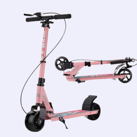 Trotinete - Scooter Trotineta Pliabila cu Lumina - Cadru Otel si Carbon 100 kg  Roz