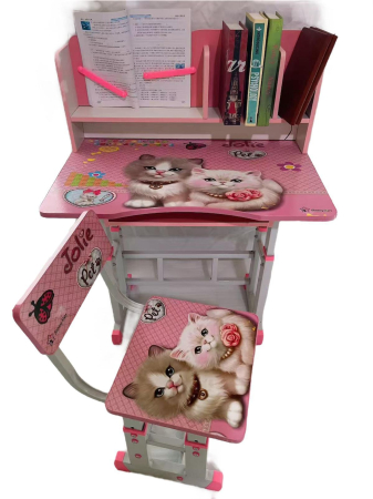 Se Birou Multifunctional Reglabil Scaun Ergonomic pentru Copii Design Pisici [1]