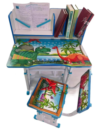 Se Birou Multifunctional Reglabil Scaun Ergonomic pentru Copii Design Dinozauri [1]
