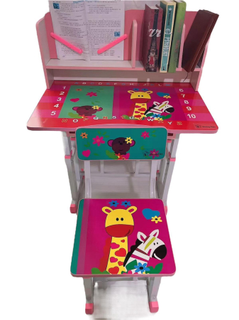 Se Birou Multifunctional Reglabil Scaun Ergonomic pentru Copii Design Roz Jungla [1]