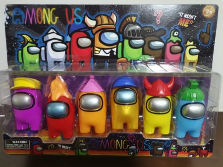 Set 6 Figurine Multicolore Among Us cu Palarie [1]
