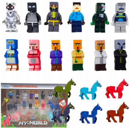 Figurine Desene Animate( 3 ani +) - Set Figurine tip Minecraft 18 piese – 6 figurine  6 cai