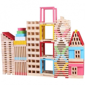 Jocuri creative (3 ani +) - Set 150 de Cuburi din Lemn de Constructie