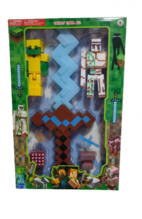Figurine Desene Animate( 3 ani +) - Set 2 Figurine Minecraft Sabie cu lumina si sunete