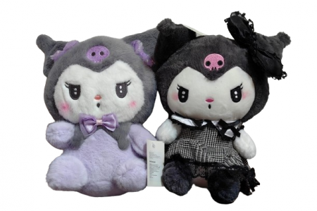 Jucarii din Plus - Mascote din Plus(3 ani +) - Set 2 Jucarii de Plus Papusa Japoneza Kuromi Sanrio din Seria Hello Kitty 20 cm