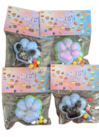 Jucarii Copii - Set 2 Jucarii Squishy Antistres – Labuta de Pisica Negru cu Mov, 7cm