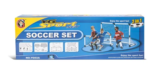 Jucării exterior - Set Fotbal pentru Copii cu 2 Porti, Minge si Pompa – Transformabil in Poarta Mare, 2 in 1,