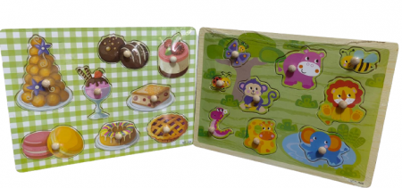 Jucarii Copii - Set 2 Puzzle cu manere Educative Animale Marine si Salbatice