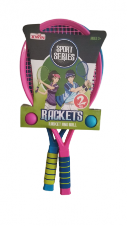 Jucării exterior - Set 2 Rachete de tenis cu 2 mingi pentru copii