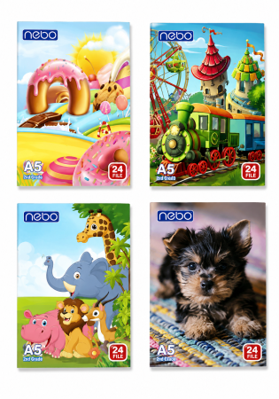 Accesorii de Scoala - Set 20 Caiete A5 Tip II, 24 File, Design Colorat, Nebo