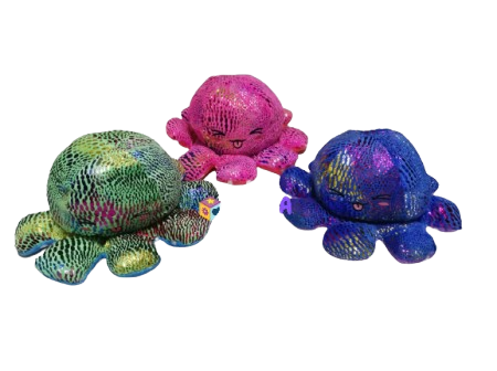 Jucarii din Plus - Mascote din Plus(3 ani +) - Set 3 buc Caracatita Reversibila colorata din plus