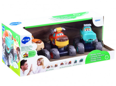 Masinute si Trenulete (3 ani+) - Set 3 Jucarii Bebe Masinute Camioane Monster Trucks Hola Toys