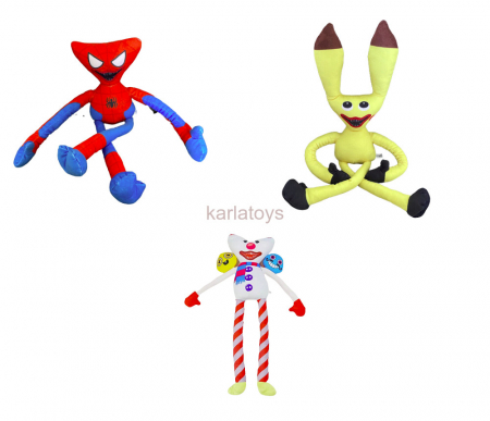 Jucarii desene animate( 3 ani +) - Set 3 JUcarii din PLus Huggy Wuggy Clovnul Spiderman Pikachu