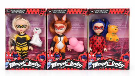 Papusi, Casute si Seturi de Infrumusetare (3 Ani+) - Set 3 papusi Magic Baby  Miraculous: Ladybug, Queen Bee și Rena Rouge, 16 cm