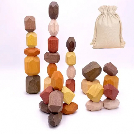 Jucarii din lemn si Montessori - Set 36 de figurine Montessori - Piatra de echilibru