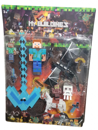 Figurine Desene Animate( 3 ani +) - Set 4 Figurine Minecraft cu Sabie cu lumina