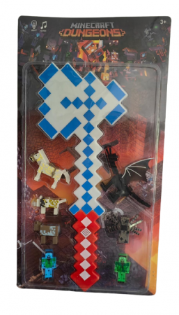 Jucarii desene animate( 3 ani +) - Set 7 Figurine Minecraft cu Sabie Mare cu lumina