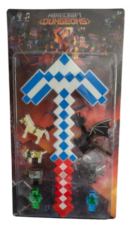 Figurine Desene Animate( 3 ani +) - Set 7 Figurine Minecraft cu Sabie Mare cu lumina