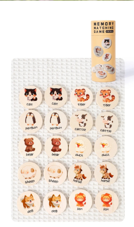 Set 4 Jocuri Memoriy Matching din Lemn, 80 Jetoane, Montessori 3+ [3]