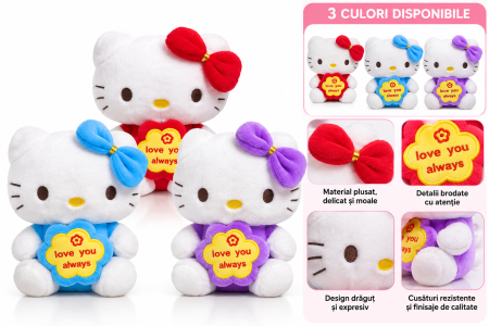 Jucarii - Set 3 Jucarii Plus Hello Kitty, Rochite Colorate, 16 cm