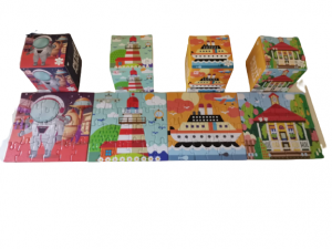 Jucarii din lemn si Montessori - Set 4 mini puzzle educative 96 de piese