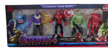 Figurine Desene Animate( 3 ani +) - Set 5 Figurine cu IronMan Spiderman Hulk Capitanul America Thanos