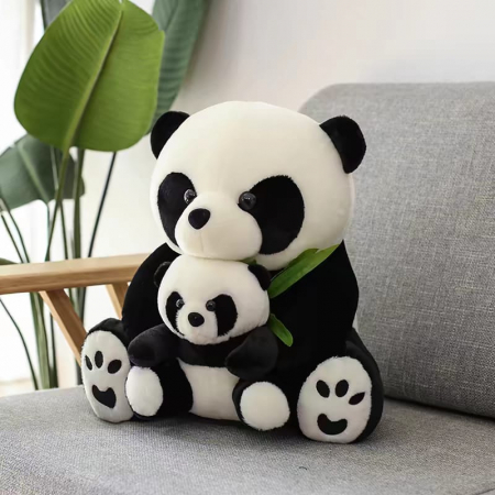 Jucarii din Plus - Mascote din Plus(3 ani +) - Jucarie de plus Ursul Panda cu Puiul – 35 cm