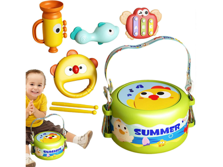 Set 5 instrumente muzicale copii – toba, xilofon, maracas, tamburina, corn [2]