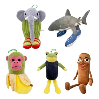 Jucarii din Plus - Mascote din Plus(3 ani +) - Set 5 Jucarii de Plus Italian Brainrot – Tung Tung Sahur, Tralalero Tralala, Bombomini Gusini, U-din-din-dun