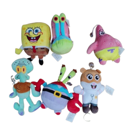 Jucarii din Plus (3 ani +) - Set 6 Jucarii din Plus SpongeBob si Prietenii