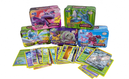 Jocuri - Set 5 Pachete de Carti POkemon Last Origin in Cutie Metalica