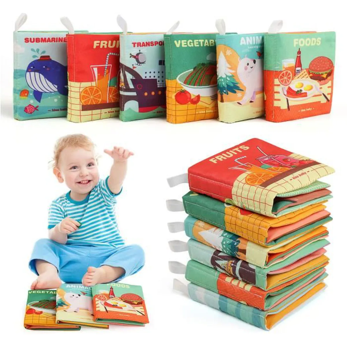 Set 6 Carti Bebelusi Senzoriale - Prima Mea Carte Material Textil [1]