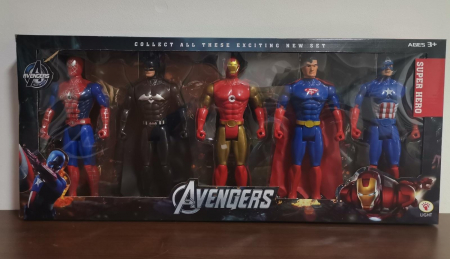 Figurine Desene Animate( 3 ani +) - Set 5 Figurine Avengers Capitanul America Iron Man Superman Spiderman Batman